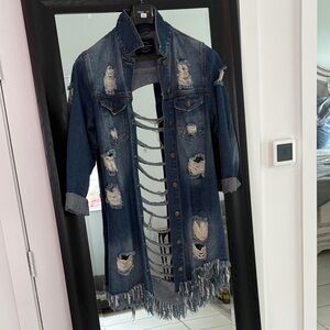 American Bazi Blue Distressed Denim Jacket